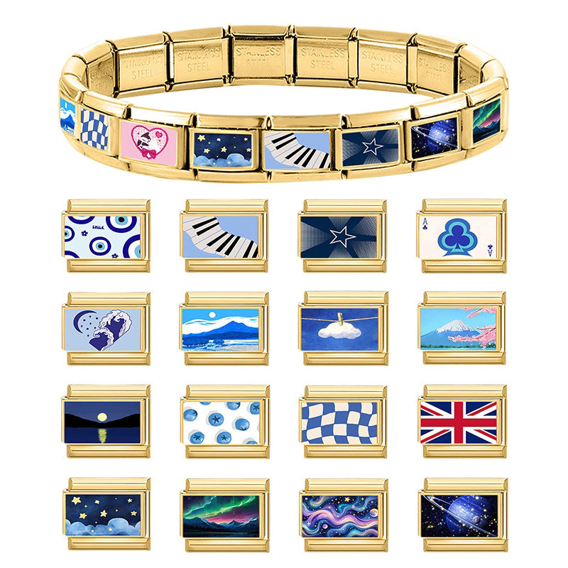 Wholesale Italian Style Blue DIY Modular Bracelet Fashion Accessory for Party Gift