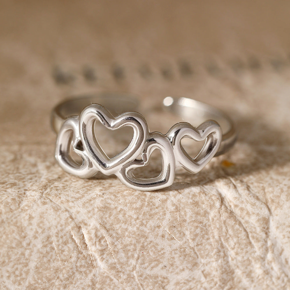Wholesale Vintage Heart Serpentine Ring Stainless Steel Open Adjustable Hollow Design Fashion Jewelry Accessory