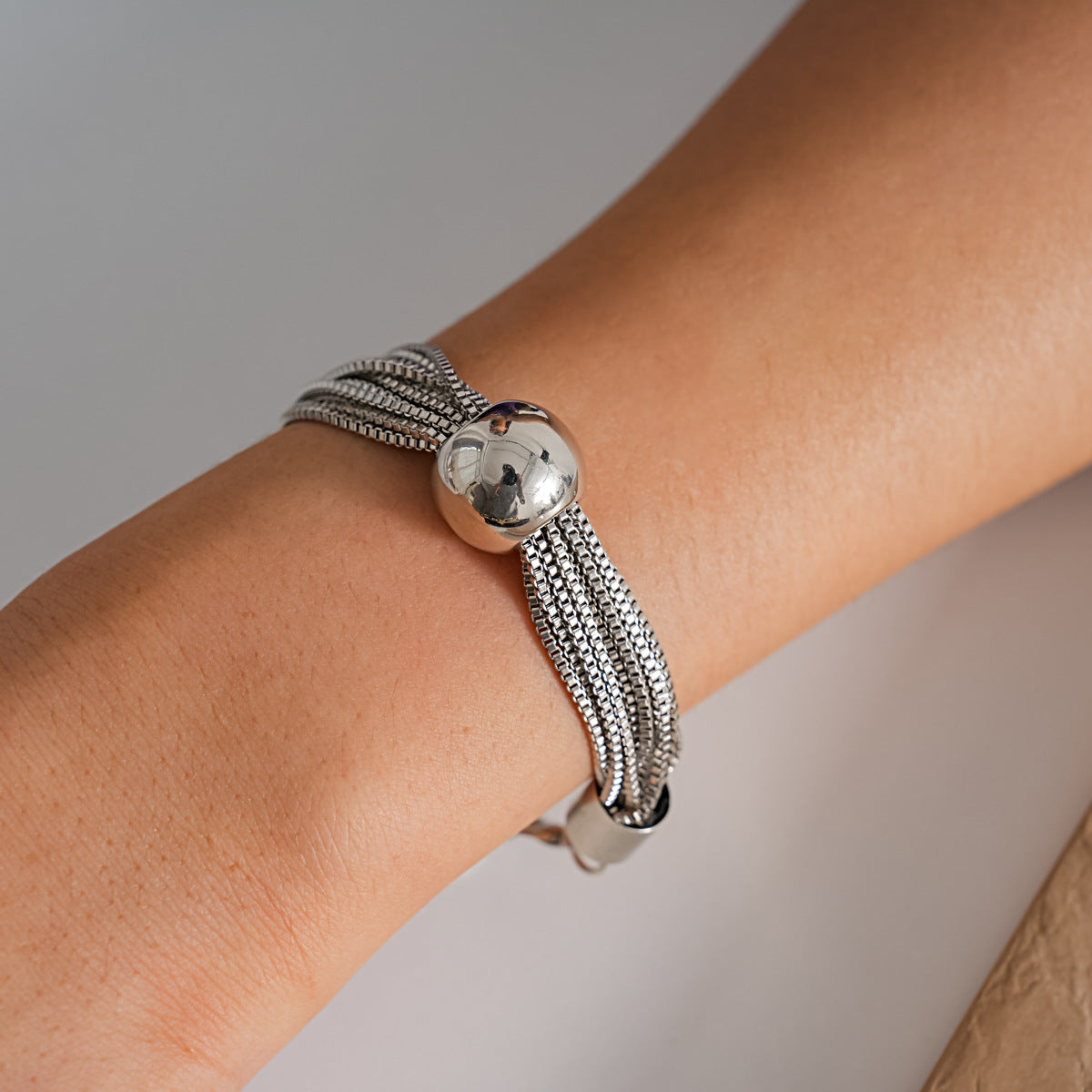 Wholesale Electroplated Metal Multi-Layer Chain Ball Bracelet - European American Style Chic Women' s Jewelry