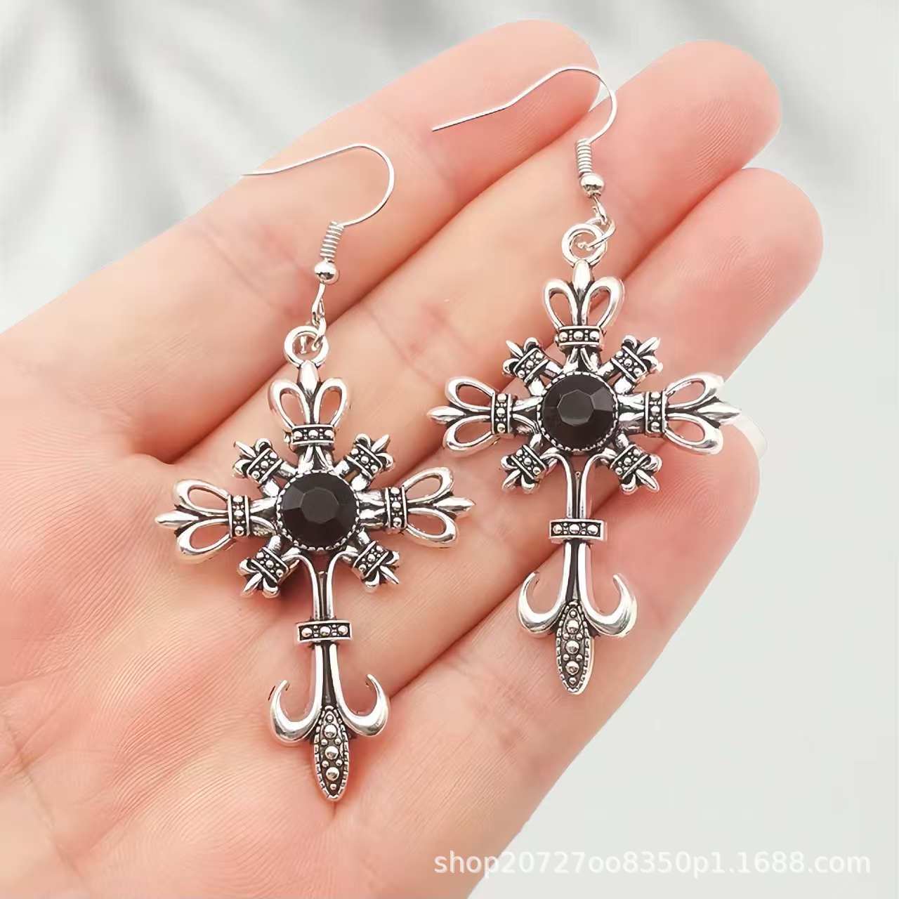 Wholesale Alloy Electroplating Gothic Skull Bat Cross Earrings Trendy Jewelry Accessory for Resale