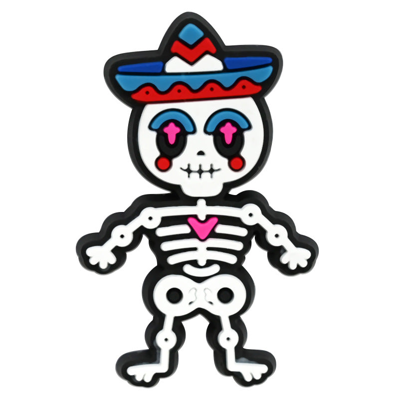 Wholesale Random 100pcs Day of The Dead PVC Soft Rubber Shoe Buckle Decoration ACC-SC-RYY075