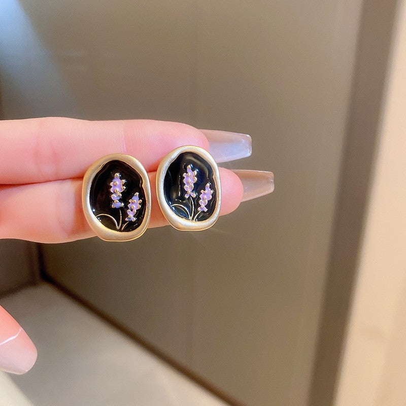 Wholesale Black Vintage Flower Butterfly Silver Needle Earrings ACCVIP-ES-KJ002