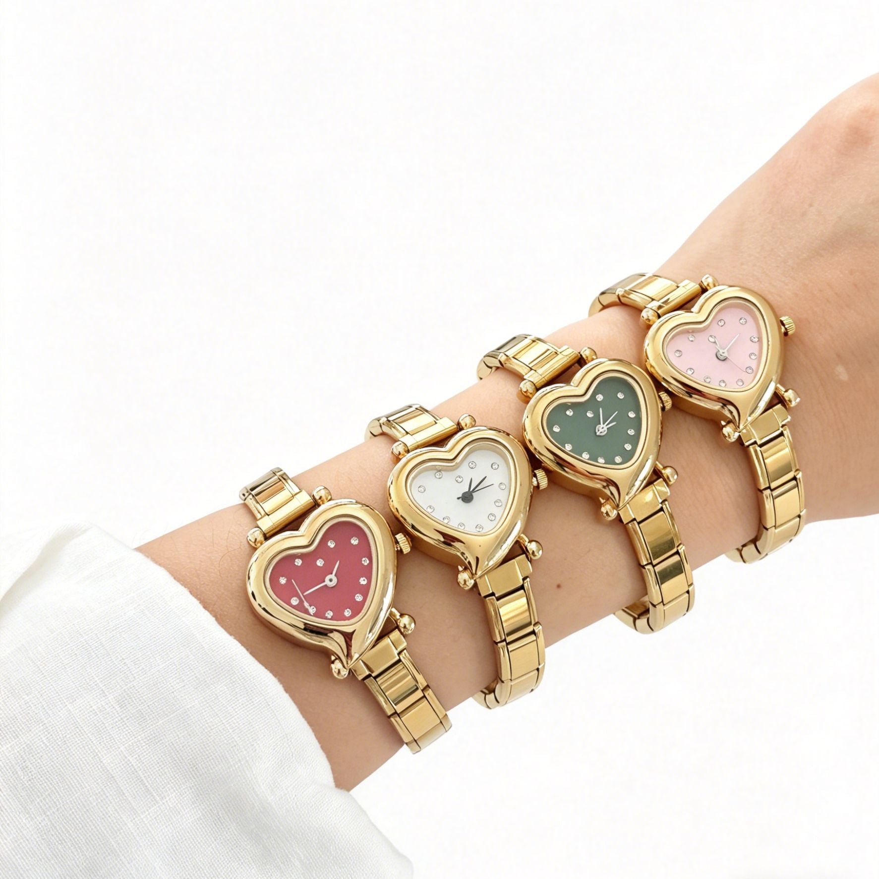 Wholesale Chic DIY Modular Quartz Watch for Women,  Stainless Steel Heart Design,  Fashion Accessory