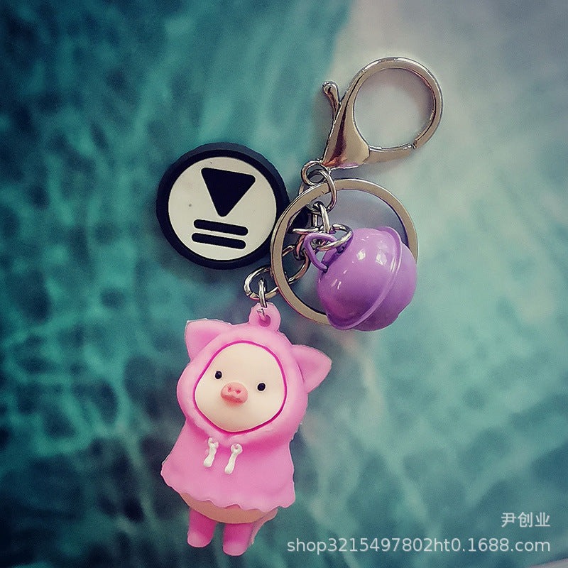 Wholesale Cute Cartoon Raincoat Pig Silicone Keychain DIY Doll Bag ACC-KC-YCY006
