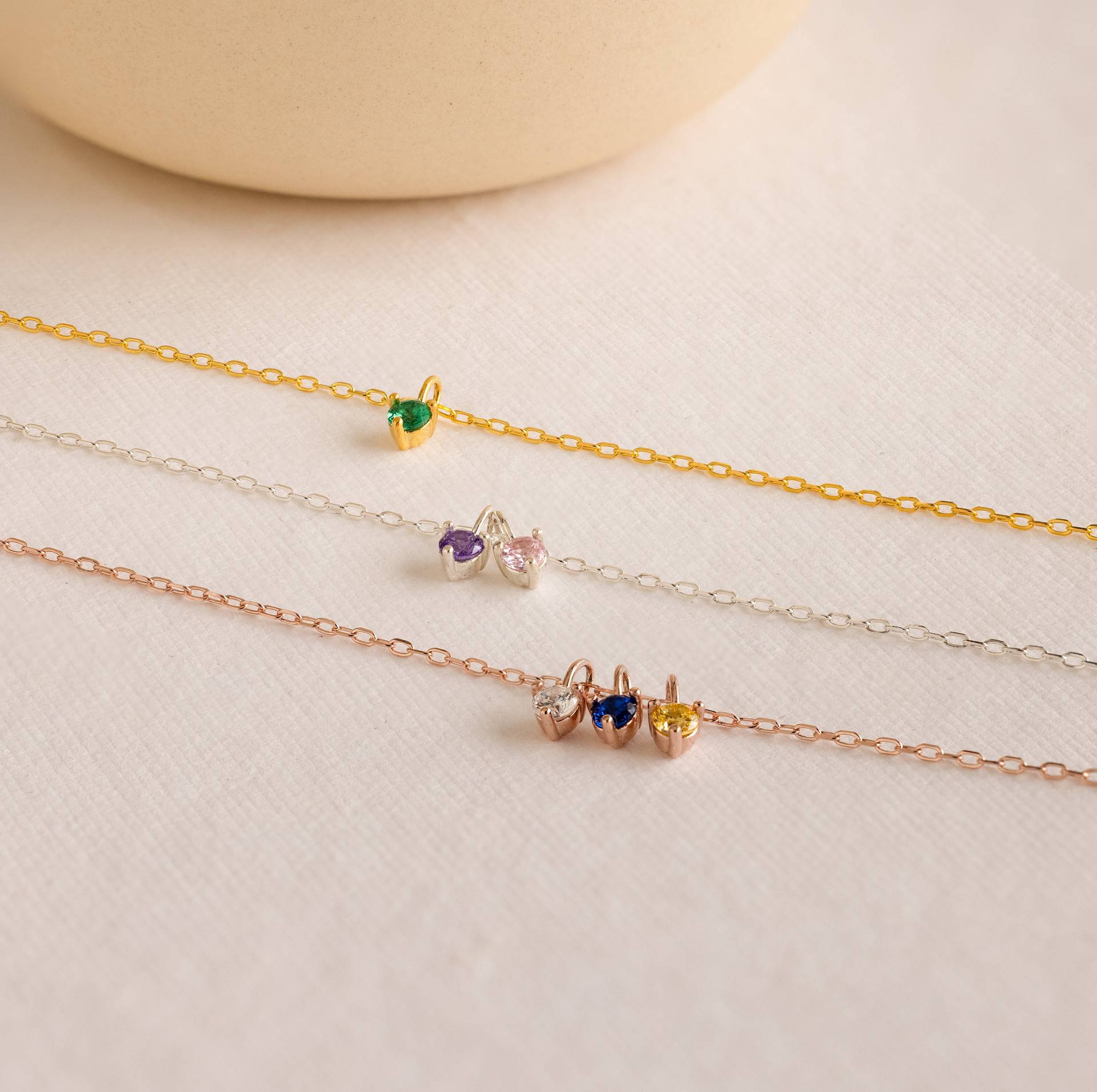 Wholesale Colorful Zircon 12 Birthstone Pendant DIY Titanium Steel Necklace