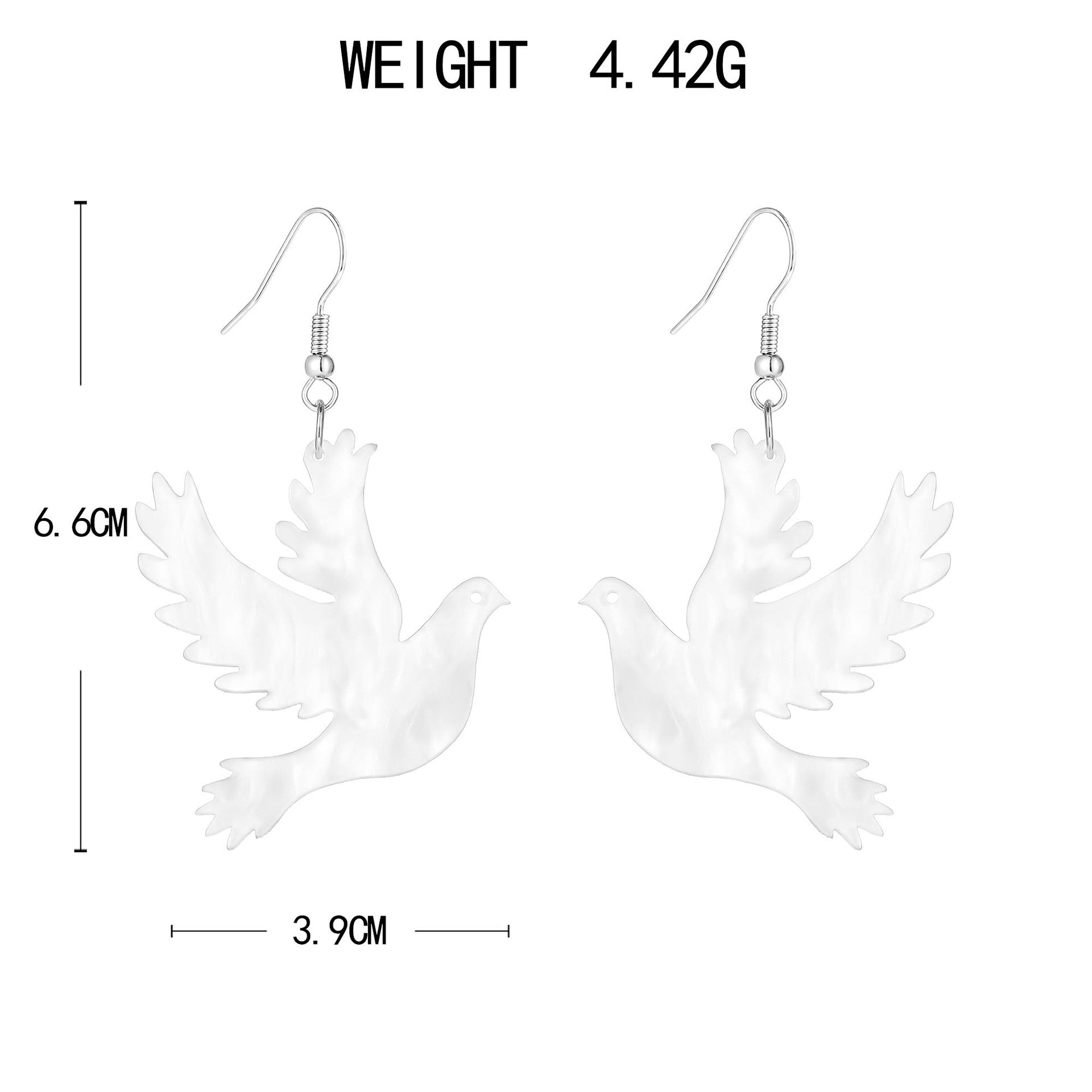 Wholesale Eco-friendly Acrylic Earrings White Dove Shape Earrings