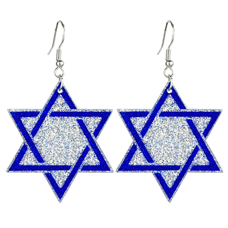 Wholesale 2 Pairs/pack Hanukkah Acrylic Menorah Text Earrings ACC-ES-HY195