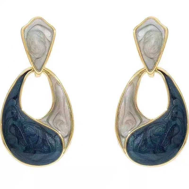 Wholesale French Retro Drop Earrings Enamel Drip Oil Geometric Design Trendy Jewelry For Everyday Wear And Gifting