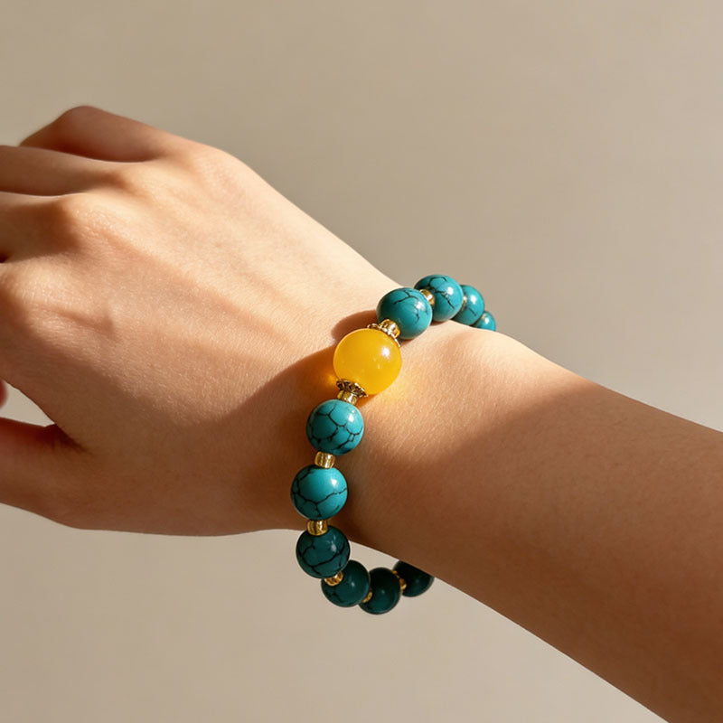 Wholesale Imitation Turquoise Beaded Bracelet Unisex Tibetan Style Travel Souvenir Jewelry Accessory