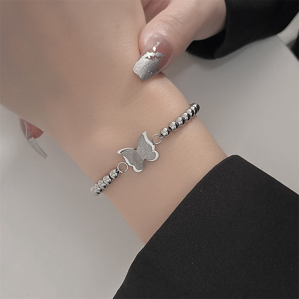 Wholesale Titanium Steel  popular butterfly ring double-layer opening ring