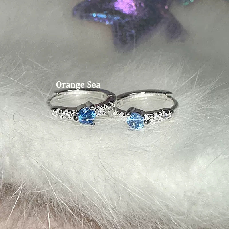 Wholesale titanium steel navy blue and white earrings