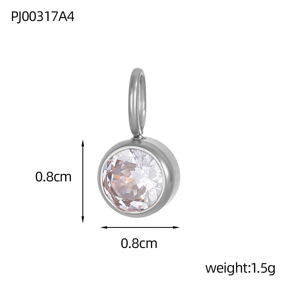 Wholesale Stainless steel birthday stone DIY color pendant