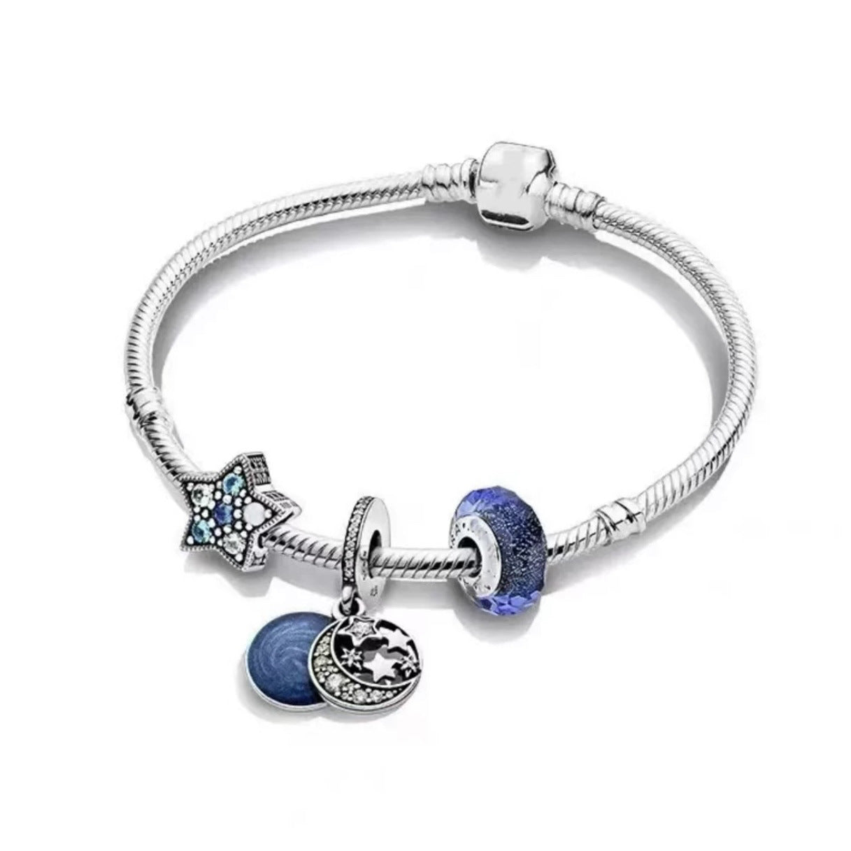 Wholesale S925 Sterling Silver Blue Ocean Star Language Star Valentine's Day Bracelet