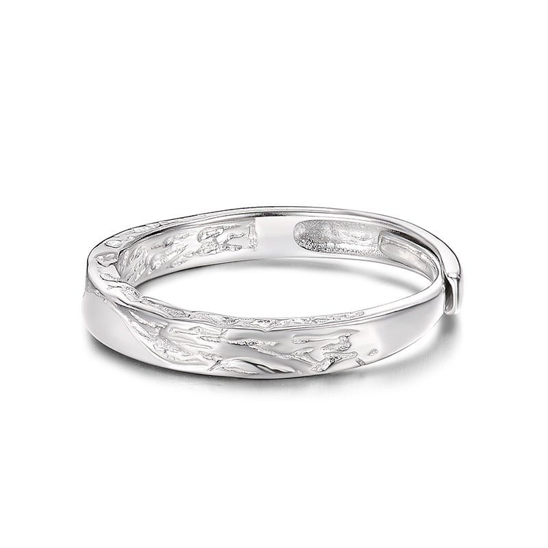 Wholesale 999 Silver Lava Texture Couple Ring Set Stylish His And Hers Jewelry Gift For Everyday Wear