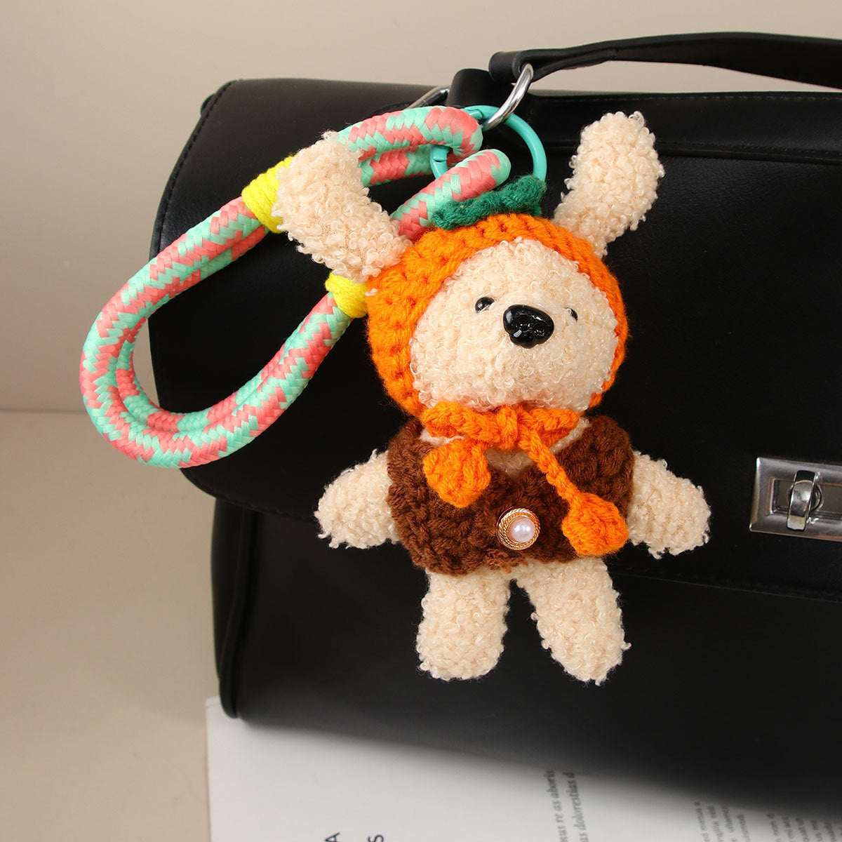 Wholesale Plush butterfly knot dog and star woven rope bag keychain