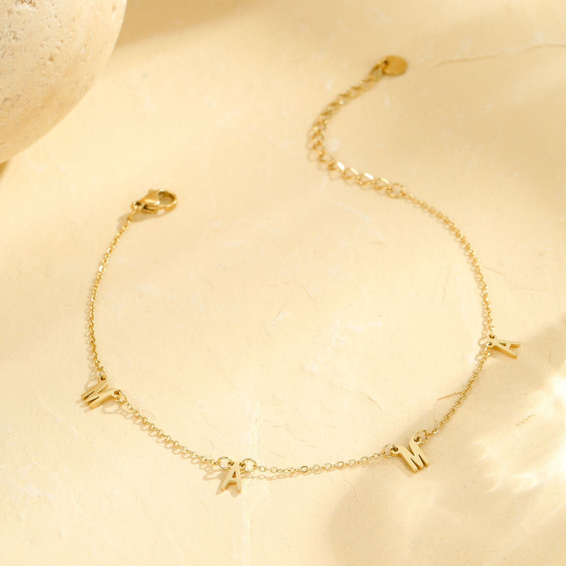 Wholesale  beach anklet letter pendant multi-layer stacked stainless steel non-fading  jewelry