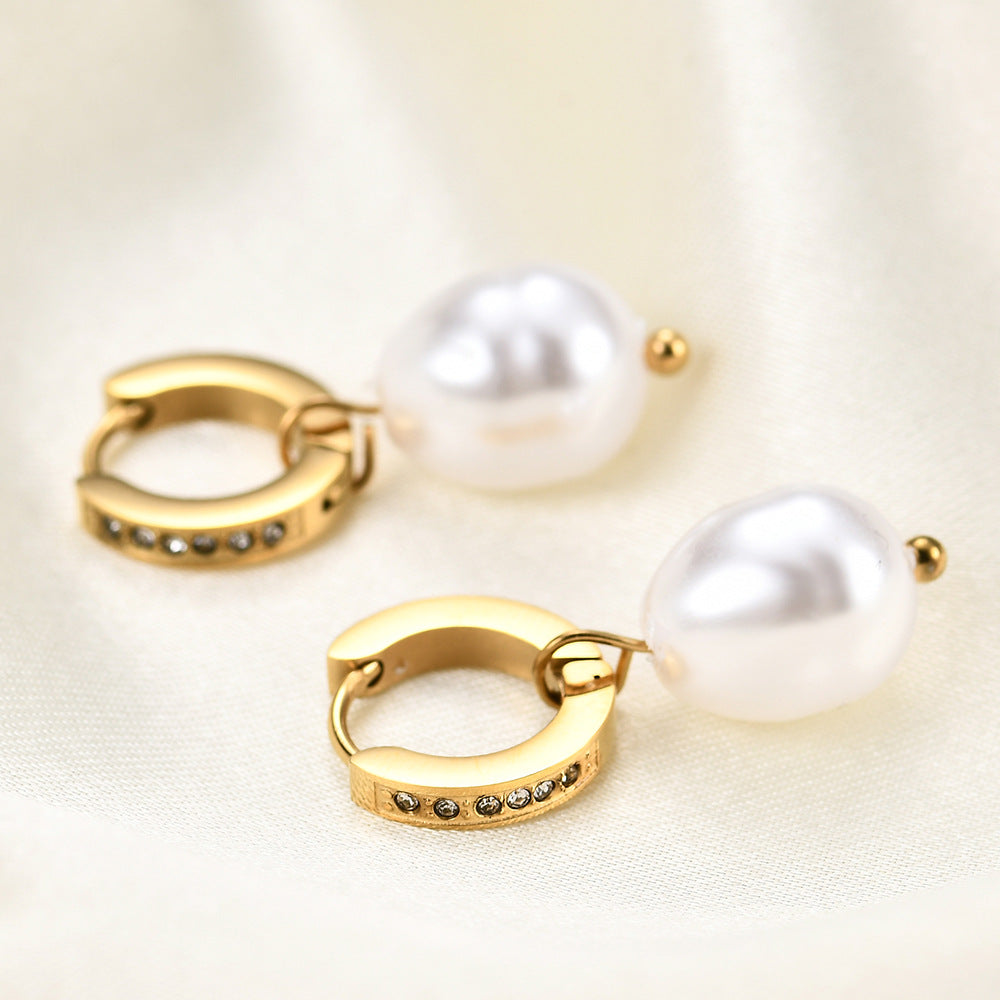 Wholesale Titanium Steel Single Row Zirconia Micro-paved Earrings