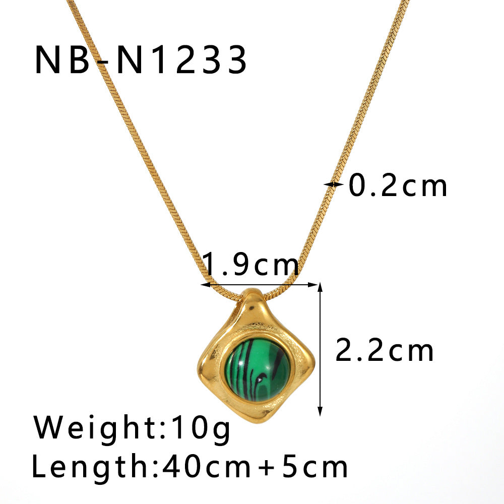 Großhandel geometrisch eingelegtes natürliches Tigerauge Amethyst -Schlangekette Edelstahl Halskette