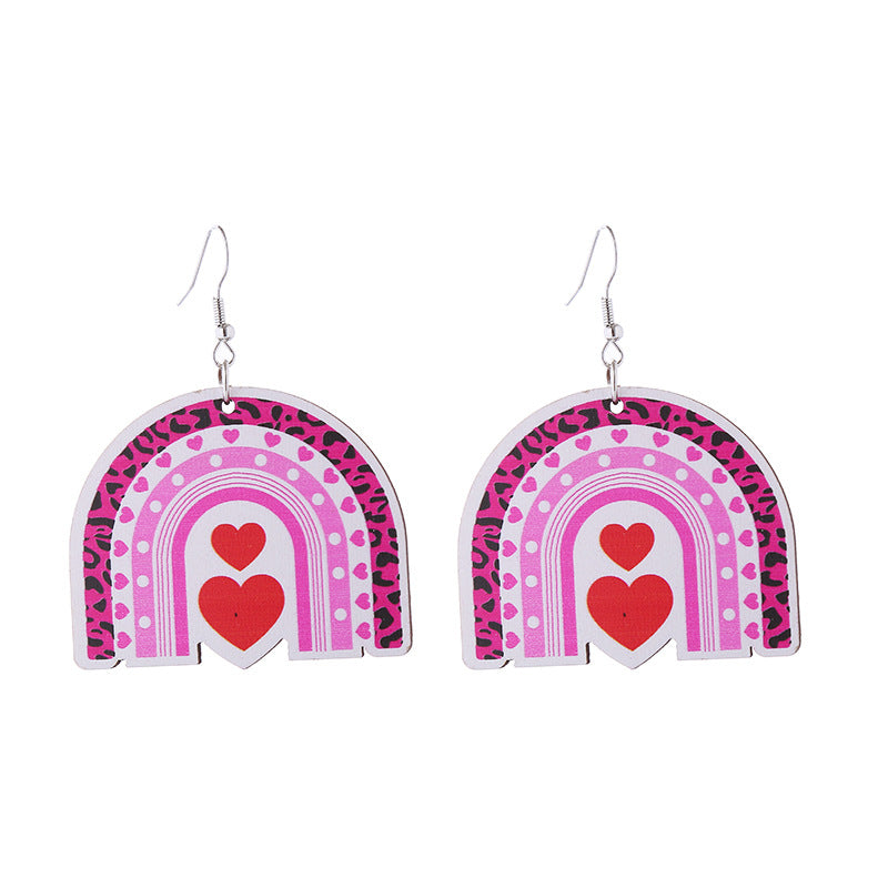 Wholesale Valentine's Day Love LOVE Printed Letters Wooden Earrings ACC-ES-ChouT002