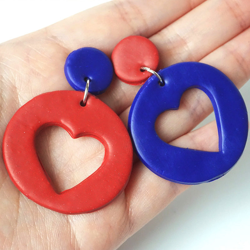 Wholesale  soft pottery earrings love color matching US Independence Day  earrings