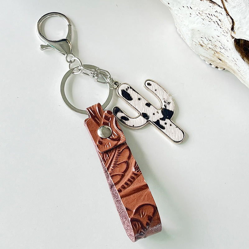 Wholesale 2pcs/pack leather keychain  brown leather keychains