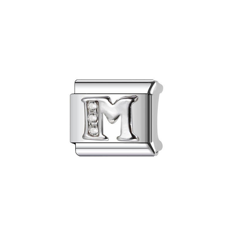 Wholesale Italian Charm Bracelet 9mm DIY Splicing Silver Letters Stainless Steel Composable Bracelet