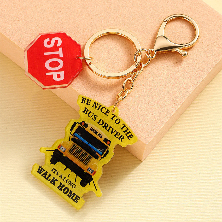 Wholesale Yellow school bus keychain