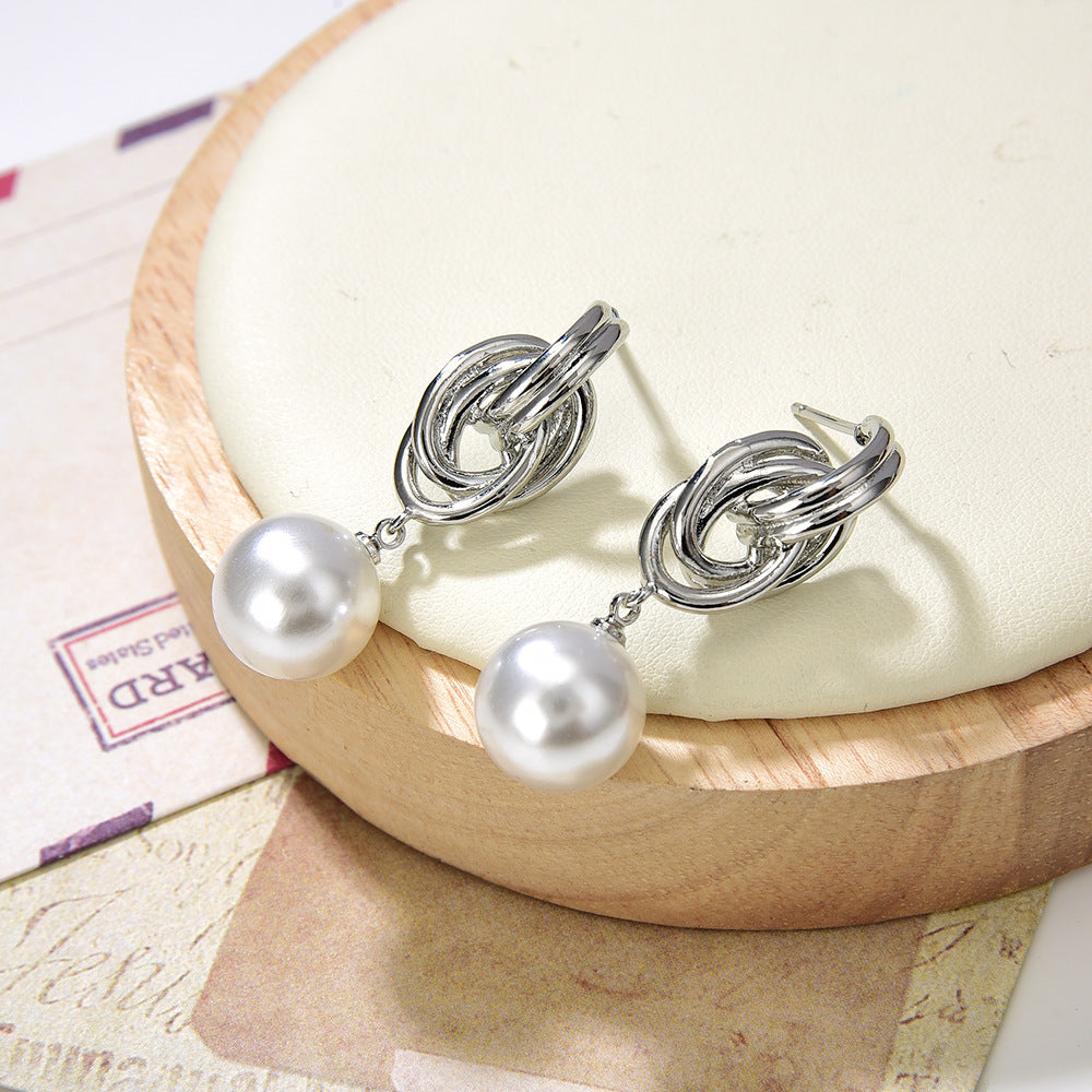 Wholesale  Hoop Wrapped Pearl Earrings