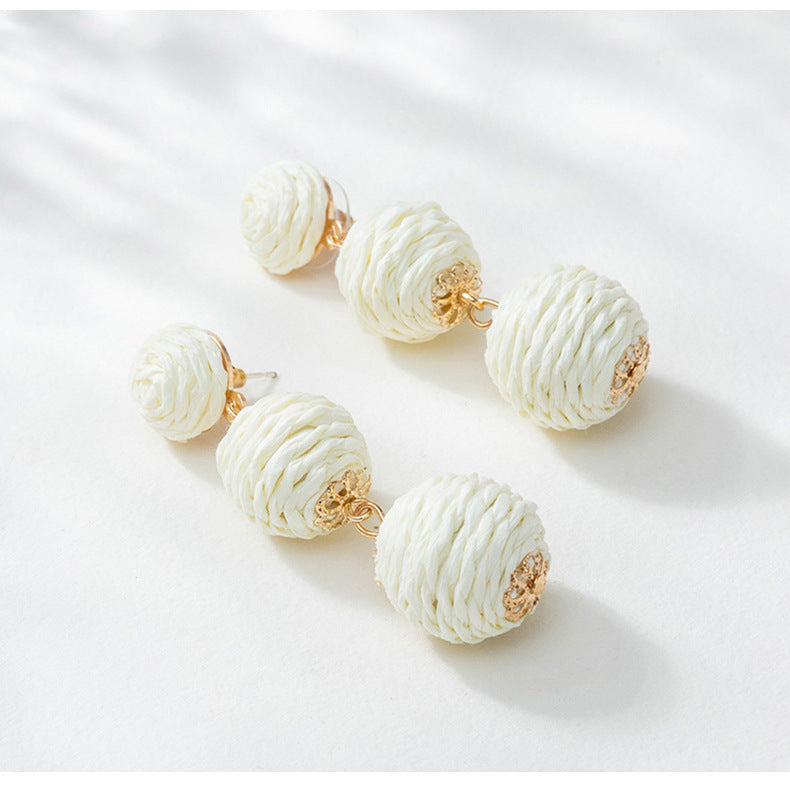 Wholesale Rattan Earrings Raffia Braided Earrings ACC-ES-XLH001