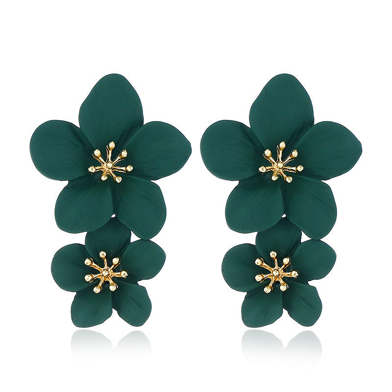 Wholesale  Fresh Flower Earrings Women's Bohemian Double-layer Long earring