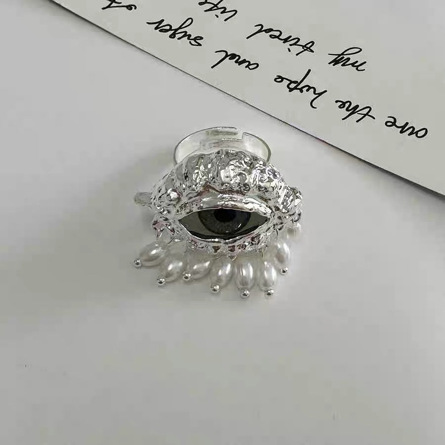 Wholesale Devil's Eye Pearl Tassel Ring