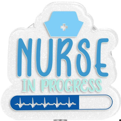 Wholesale Acrylic Retractable Badge Reel Glitter Heart Design Nurse ID Holder