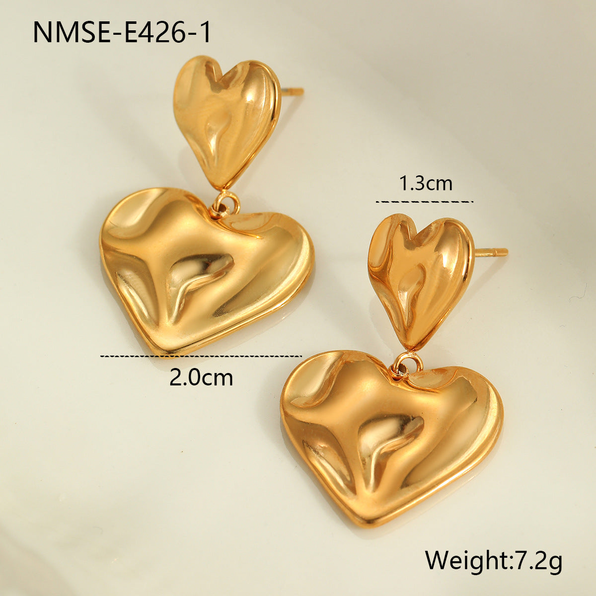 Wholesale Heart Earrings Stainless Steel Plated 18K Gold Earrings