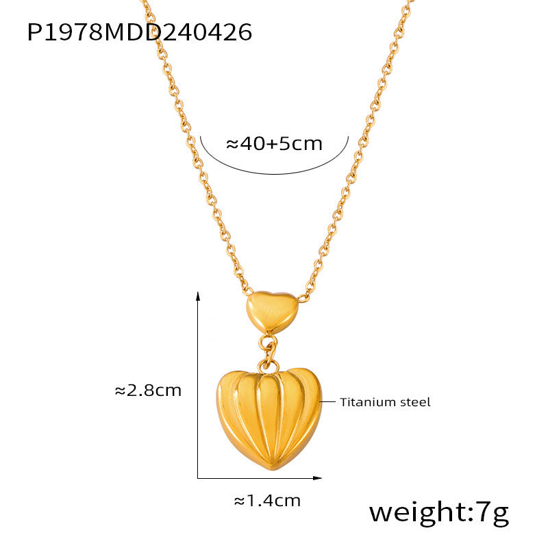Wholesale Heart Tassel Cross Titanium Steel Necklaces ACC-NE-OMK006
