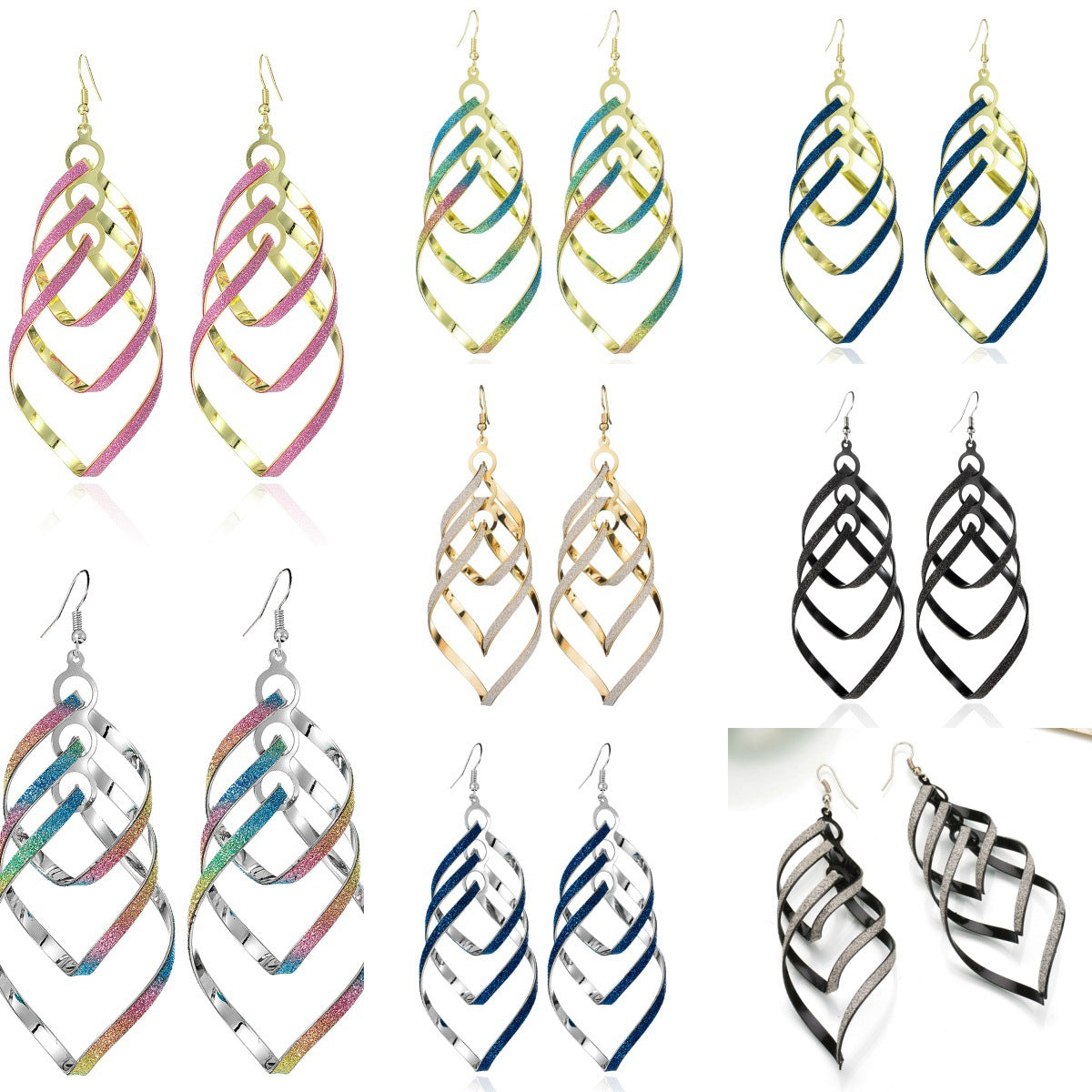 Wholesale Metal Electroplated U-Shape Spiral Earrings for Women,  Chic Everyday Wear Boutique Resale Jewelry Accessory