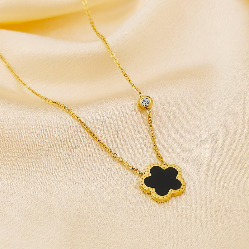 Wholesale Light Luxury Diamond Four-leaf CloverStainless Steel Necklaces ACC-NE-GuDi005
