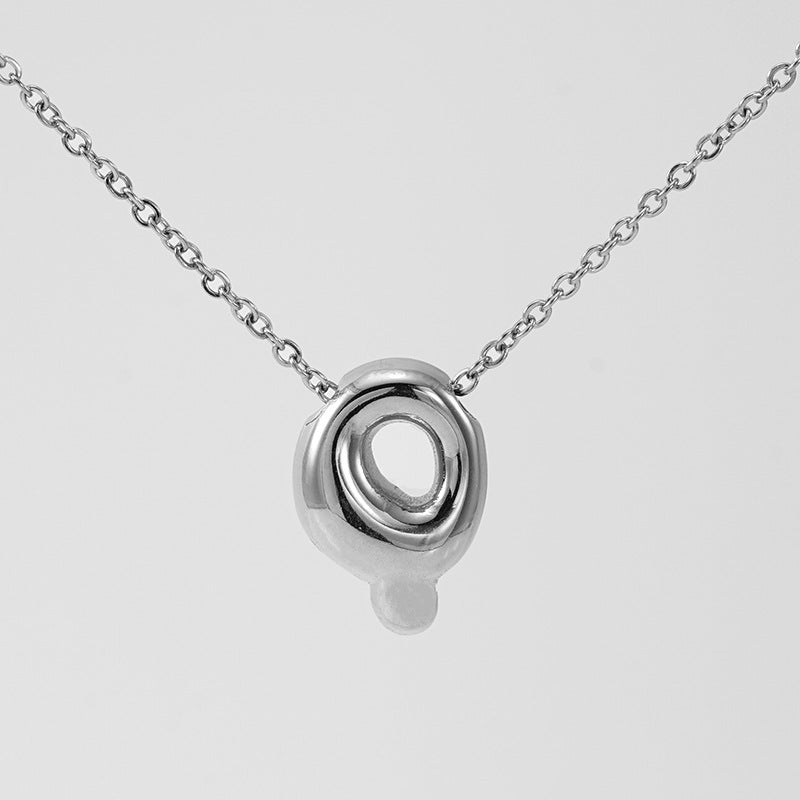 Wholesale  titanium steel smooth bubble letter necklace