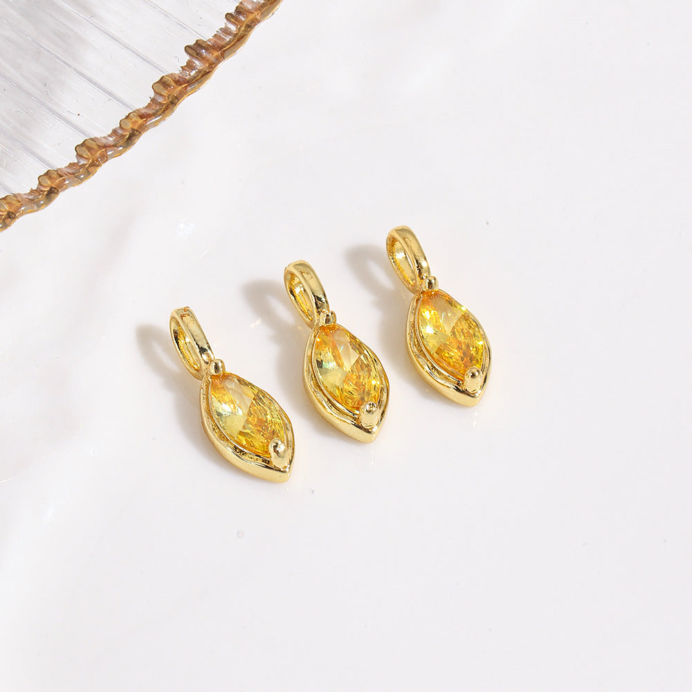 Wholesale 18k gold-plated copper color-preserving zircon marquise pendant