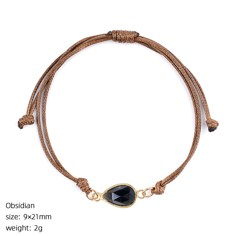 Wholesale Adjustable Woven Tiger Eye Stone Teardrop Bracelet Fashion Accessory Gift