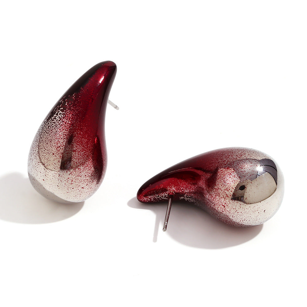 Wholesale Stainless Steel 18K Gold Plated Painted Water Drop Earrings ACC-ES-Mengj002