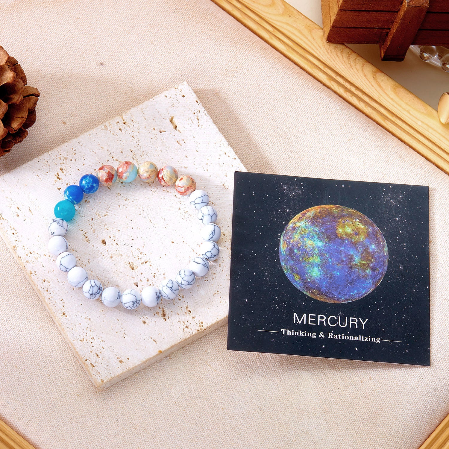Wholesale solar system eight planets beaded paper card bracelet