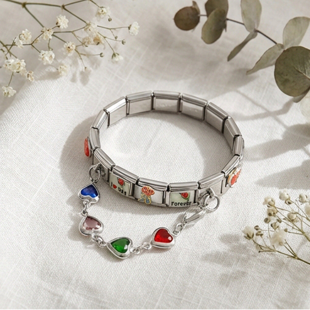 Wholesale Stainless Steel Heart Pendant DIY Bracelet Set with Flower Module for Everyday Wear Jewelry Accessory