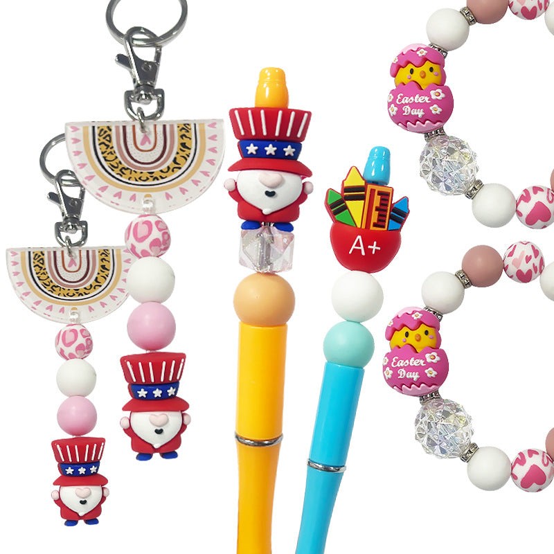 Wholesale Random 10pcs Cartoon PVC Soft Glue Focal Beads DIY Beaded Pen Accessories