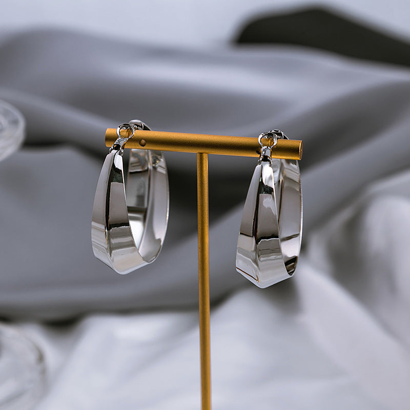 Wholesale  geometric circle mirror polished metal style earrings