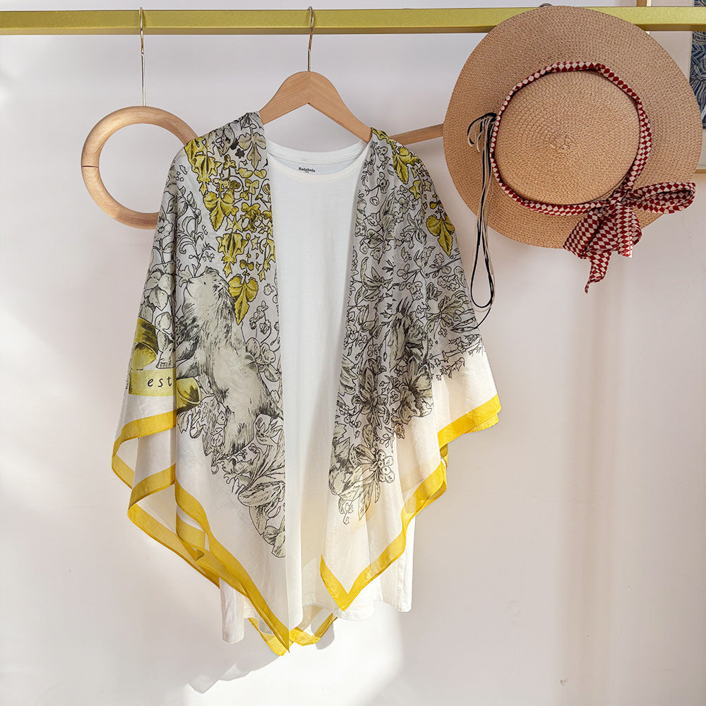 Wholesale Silk Cotton with Sun Protection 105cm Silk Scarf