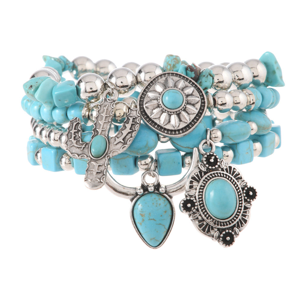 Wholesale  Bohemian Style Beaded Bracelet Bull Head Geometric Turquoise Fashion Combination Hot Selling Bracelet