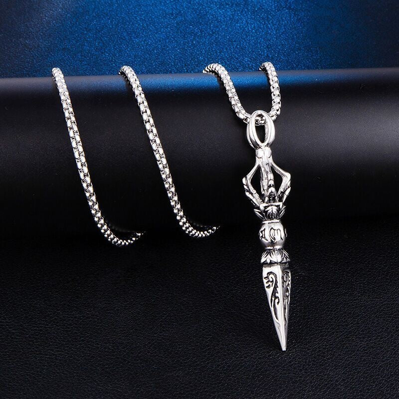 Wholesale Retro Hip-Hop Six-Character Mantra Zinc Alloy Pendant Necklace Mens Fashion Accessory