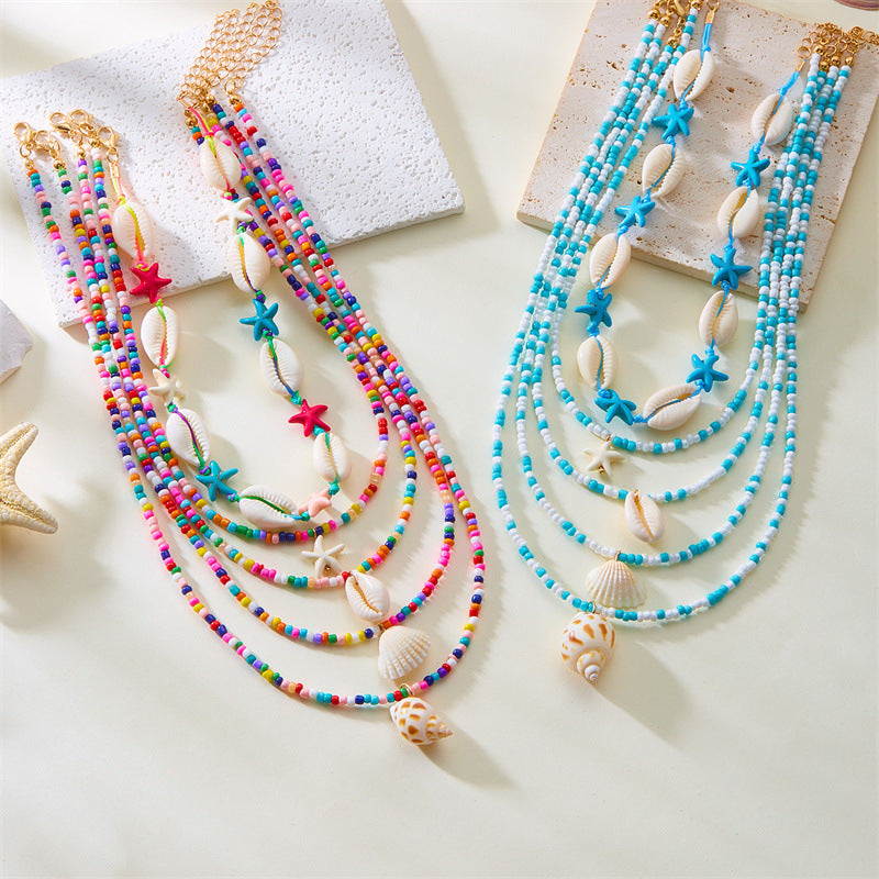 Wholesale  Bohemian Ocean Style Shell Conch Sea Star Necklace