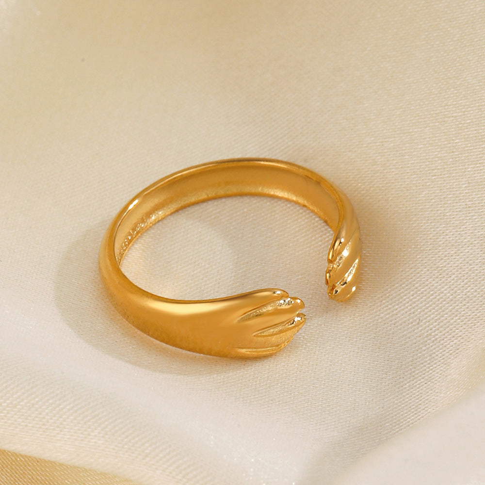 Wholesale Gold-Plated Stainless Steel Hip-Hop Retro Adjustable Ring Boutique Resale