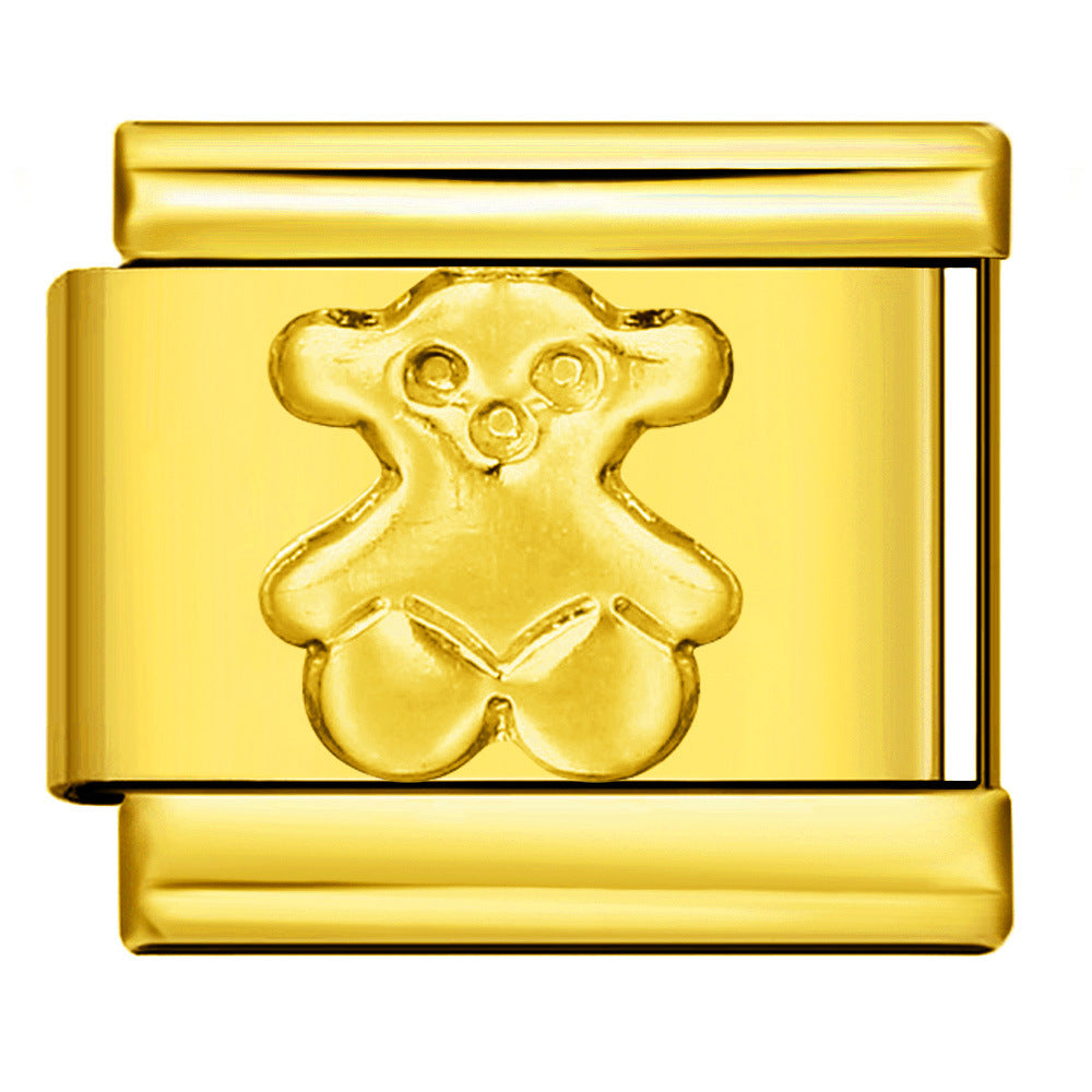 Wholesale Italian module Titanium steel full gold stamping series pattern DIY  bracelet